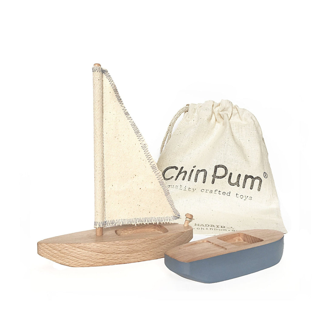 Barco velero y lancha de juguete de madera ChinPum